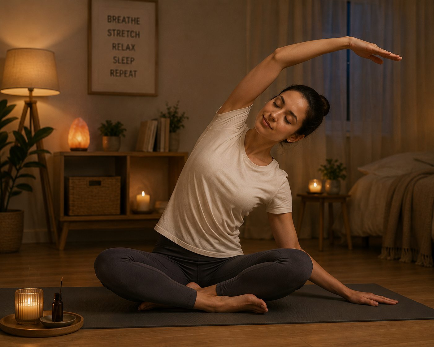 Light evening exercise helps relax the nervous system before bed