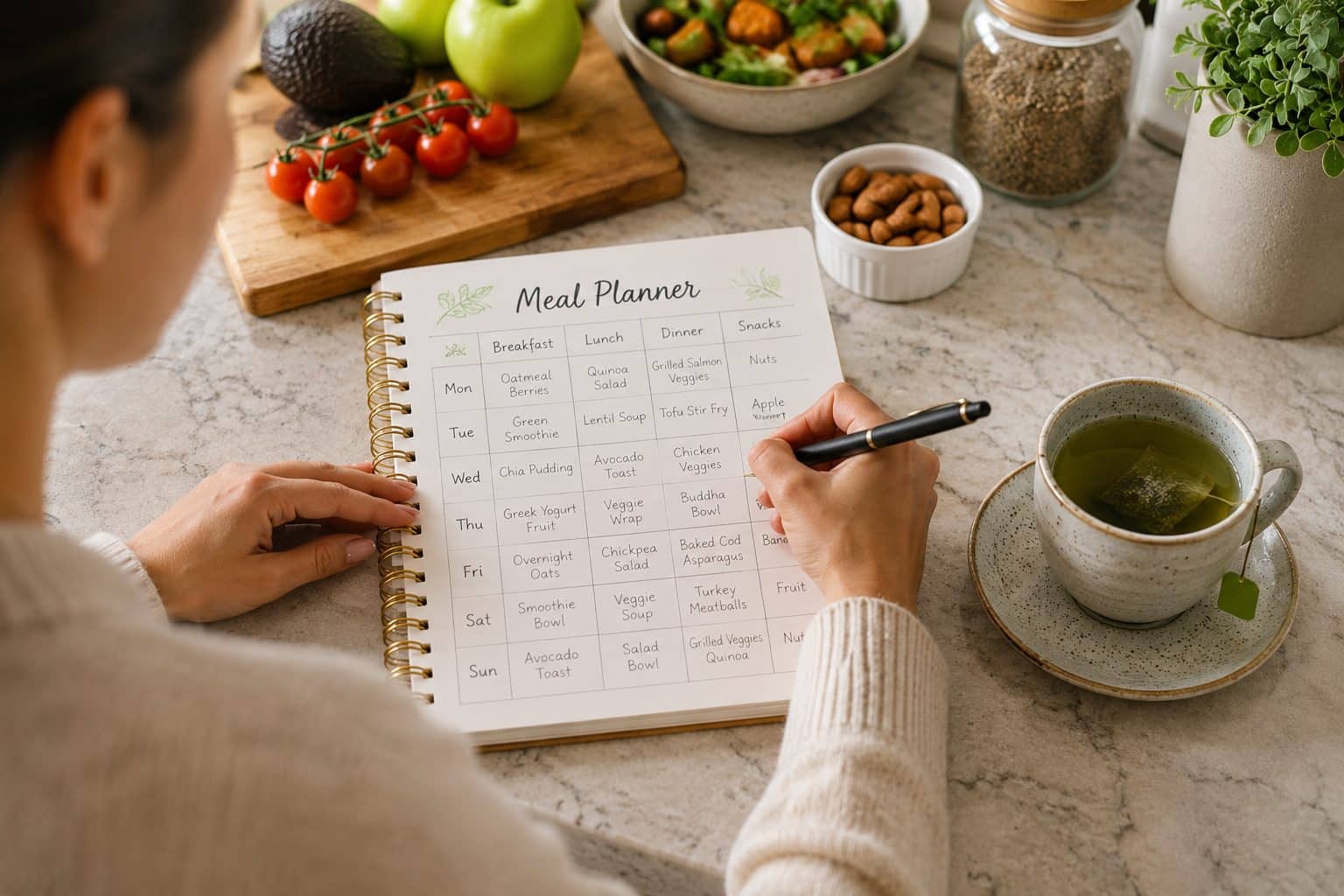 Planning meals to ensure weekly success.
