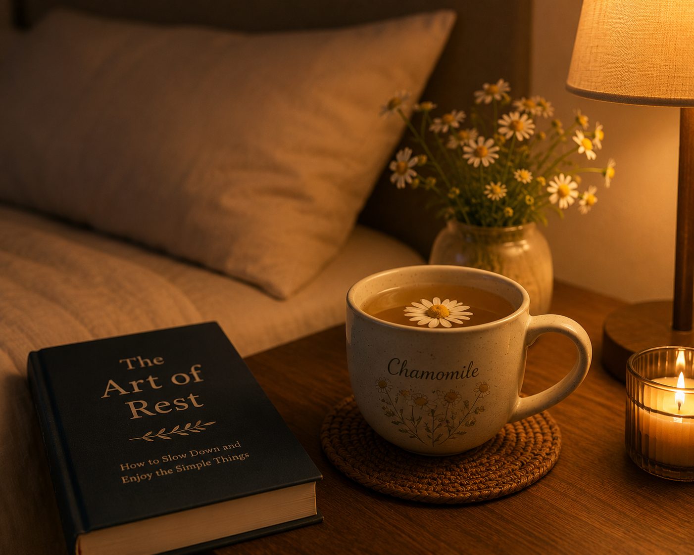 Chamomile tea and natural supplements for the sleep cycle