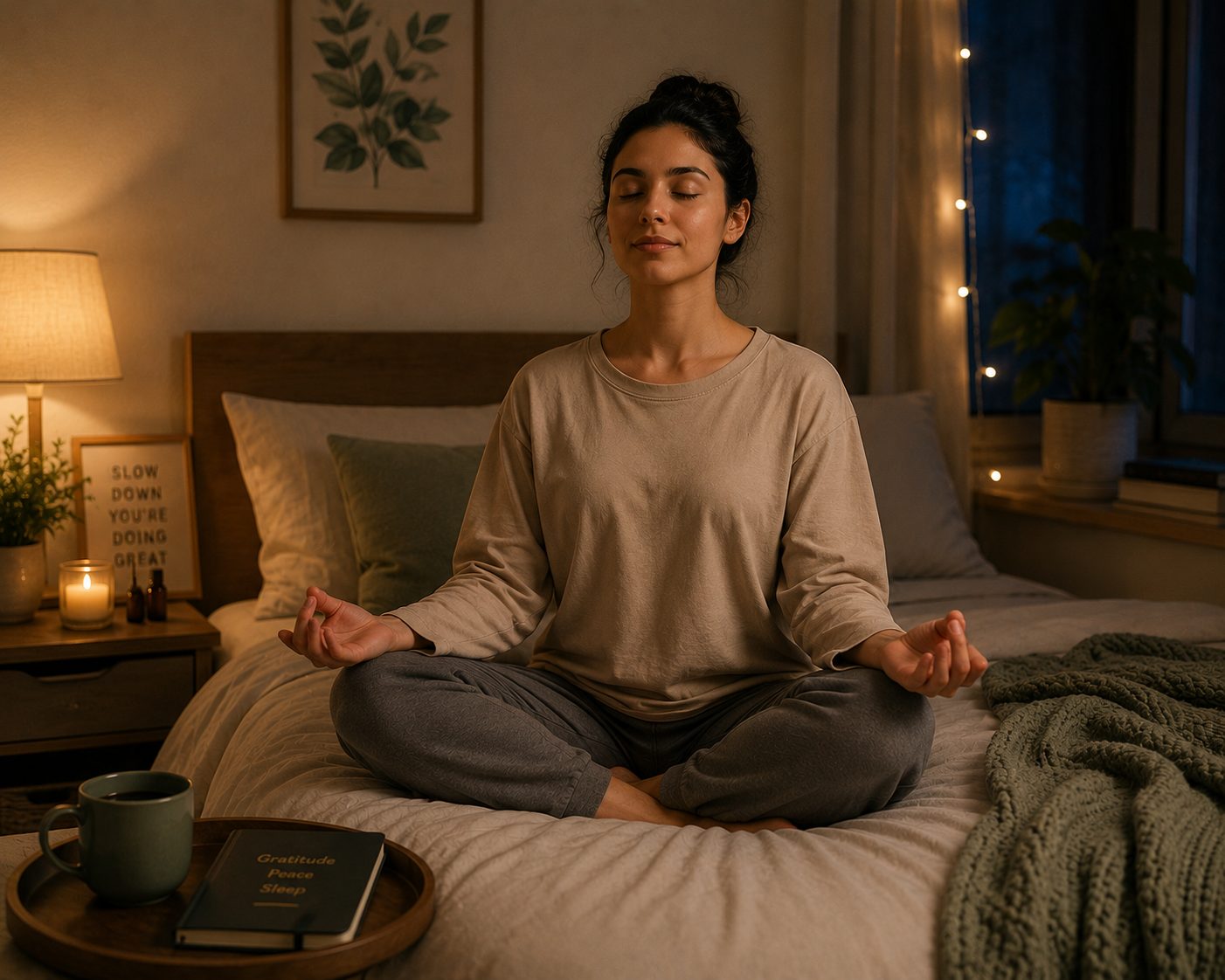 Practicing mindfulness meditation to lower cortisol levels before sleep